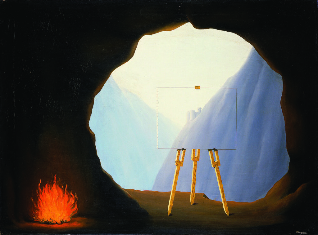 Magritte est fasciné par le thème de la lumière comme dans "La condition humaine", illustration de l'allégorie du "Mythe de la Caverne" de Platon