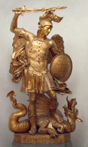 Saint-Michel’est l’image du chevalier terrassant le dragon, parce que la volonté réussit à contenir les instincts. 