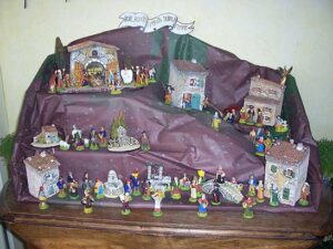 La crèche représente la Nativité (naissance du Christ). Elle devient populaire en Provence.